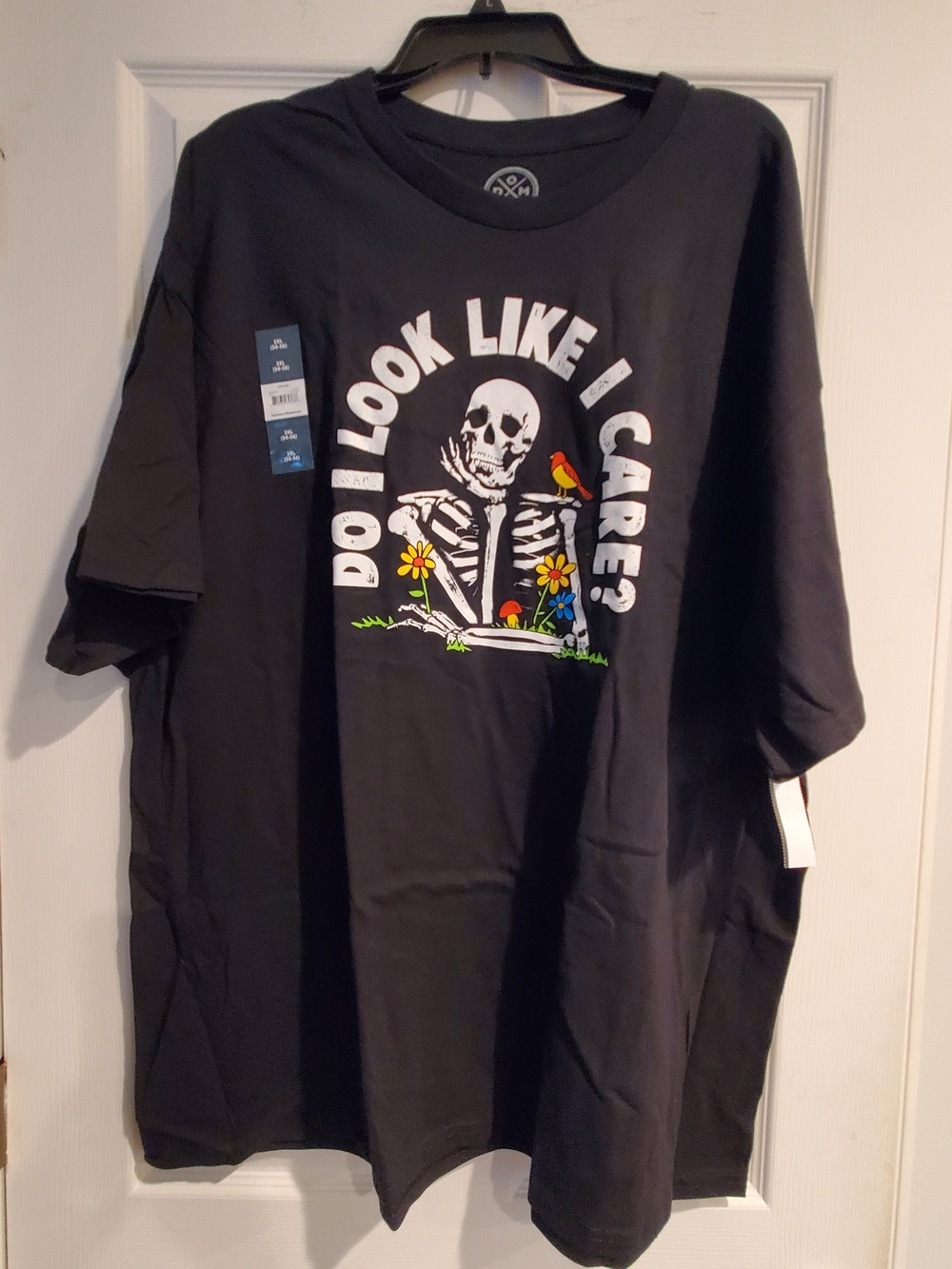 Skeleton,Gothic,Do I Look Like I Care Graphic Short Sleeve Tee - 3XL,100% cotton